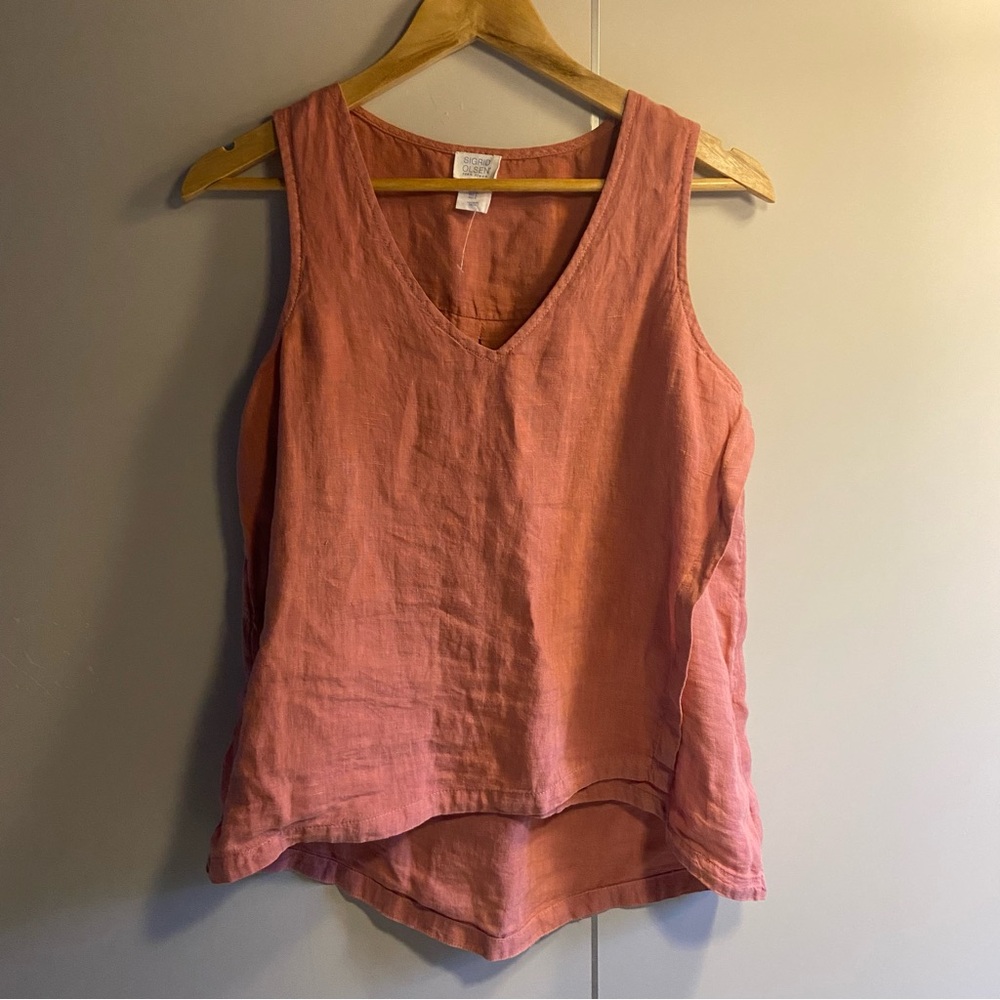 Sigrid Olsen 100% Linen Clay Pink Sleeveless Wrap Top